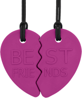 ARK Therapeutic bijou à mâcher cœur d'amitié magenta jouet Set van 2 halve-hartkauwkettingen om samen met een vriend(in) te dragen.
