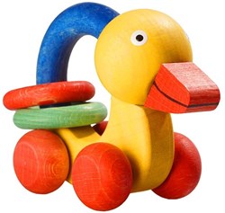 nic jouet canard en bois - jouet à tirer coloré pour enfants
