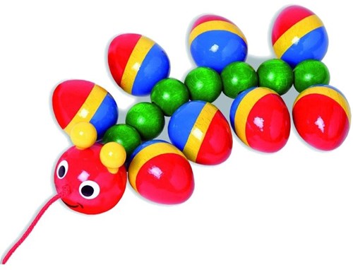 nic jouet en bois chenille à tirer multicolore pour tout-petits