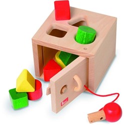 nic coffre à formes en bois - jouet éducatif pour tout-petits - 17 x 12 x 14 cm