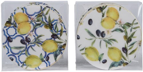 Decoris dessous de verre citron - accessoire de table joyeux MDF lot de 4