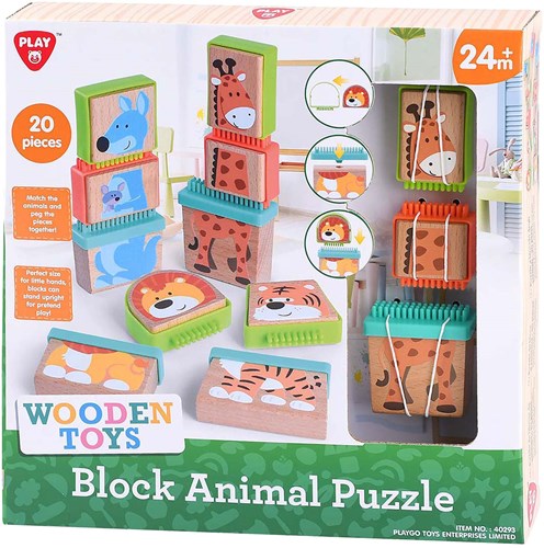 Play puzzle blocs en bois animaux - jouet éducatif 20 pièces