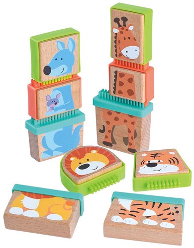 Play puzzle blocs en bois animaux - jouet éducatif 20 pièces-2