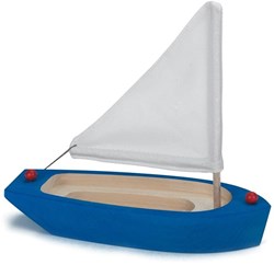 nic bateau à voile en bois bleu blanc - jouet bateau pour enfants