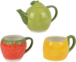 Decoris service à thé jouet fruit dolomite vaisselle enfant colorée