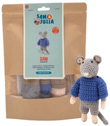 Het Muizenhuis kit crochet souris Sam - souris câline DIY 12 cm bleu