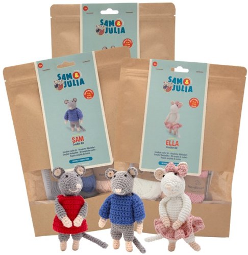 Het Muizenhuis kit crochet souris Sam - souris câline DIY 12 cm bleu-2