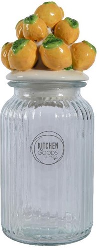 Decoris bocal de rangement citron verre céramique 27cm décoration cuisine