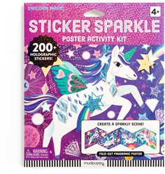 Mudpuppy poster autocollants licorne - set magique de stickers pailletés pour enfants