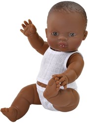 Paola Reina Gordi Poupée Bébé Garçon Pyjama Marron Foncé - 34 cm