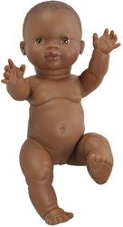 Paola Reina Gordi Poupée Bébé Fille Amparo Brun Foncé - 34 cm