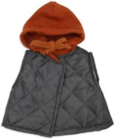 Asi vêtements de poupée - gilet chaud à capuche, gris foncé et rouille