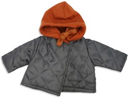 Asi vêtement pour poupée manteau chaud à capuche gris foncé et rouille