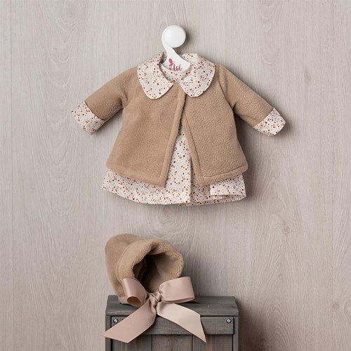 Asi vêtements de poupée - veste, bonnet et robe à imprimé cerise - tenue poupée