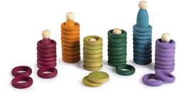 Grapat jouets en bois Nins, anneaux & pièces couleurs alternatives 60 pcs