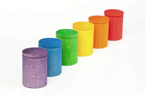 Grapat gobelets en bois avec couvercle - jouet coloré-2
