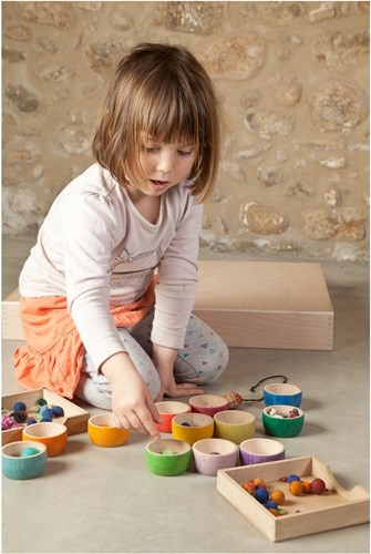Grapat bols en bois couleurs arc-en-ciel - 12 pièces-3