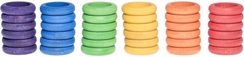 Grapat anneaux en bois couleurs arc-en-ciel - 36 pièces jouet éducatif-2
