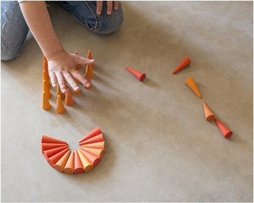 Grapat jouet en bois Mandala cônes orange - jeu libre créatif-3