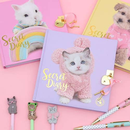 Studio Pets journal intime avec cadenas - chaton Mousie - journal rose-2