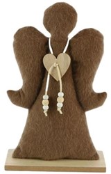 HBX natural living décoration Ange textile marron 15,5x6x25,5cm statue