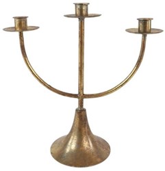 HBX natural living bougeoir métal or 3 branches décoration luxe 30cm
