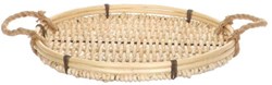 HBX natural living plateau décoration rond rotin beige 35cm avec poignées