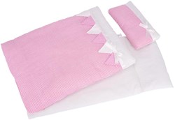 Goki Linge de lit pour poupées, rayé rose