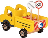 Goki camion jouet en bois véhicule de chantier avec panneaux 7 pièces-2