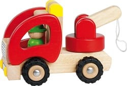 Goki camion de dépannage en bois jouet vert certifié FSC
