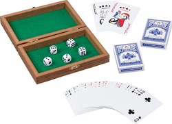 Goki boîte en bois pour cartes à jouer - set de cartes et dés pour enfants