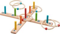 Goki jeu de lancer d'anneaux en bois - jeu d'adresse avec 6 anneaux en sisal-3