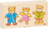 Goki puzzle en bois set d'habillage ours dans boîte en bois 36 pièces jouet-3
