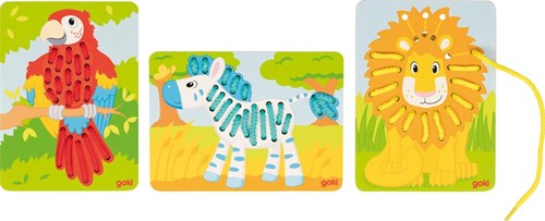 Goki jouet puzzles à enfiler en bois - éducatif et coloré-2