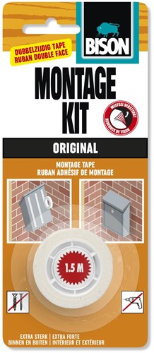 Bison ruban de montage transparent 1,5m x 19mm ruban double face puissant