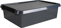 Bac de rangement plastique gris noir 32L - Comfortline - avec couvercle