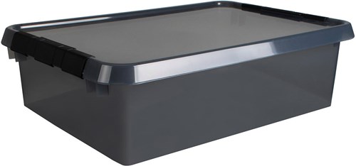 Bac de rangement plastique gris noir 32L - Comfortline - avec couvercle