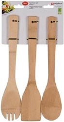 Alpina set de spatules en bois bambou 29,5cm - 3 pièces ustensiles cuisine