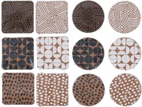 Onderzetter kurk met print 10x10cm 4 stuks assorti