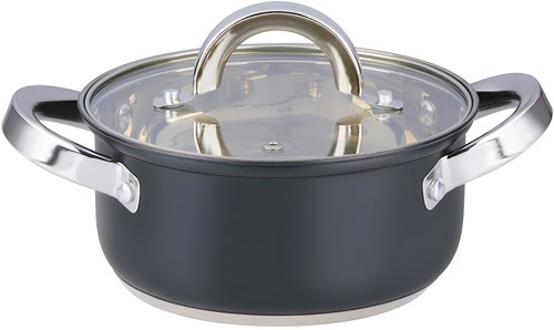 Alpina casserole avec couvercle induction 1,9L 16cm - casserole noir gris