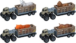 Camion jouet avec remorque et animal sauvage - véhicule jouet en plastique