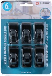 Alpina connecteur de cintre noir plastique 6 pièces organisateur