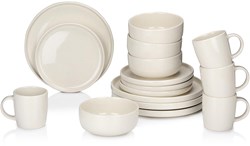Alpina service de table faïence 16 pièces crème pour 4 personnes - compatible lave-vaisselle