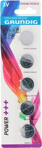 Grundig pile bouton CR2032 lithium 5 pièces - longue durée de vie