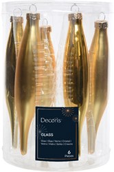 Boule de Noël verre glaçon or 15cm 6 pièces décoration sapin