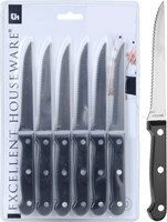 Excellent Houseware couteaux à steak set 6 pièces noir acier inox cuisine