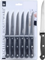 Excellent Houseware couteaux à steak set 6 pièces noir acier inox cuisine