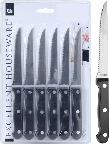 Excellent Houseware couteaux à steak set 6 pièces noir acier inox cuisine