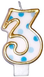 Bougie chiffre 3 bleu bougie d'anniversaire décoration gâteau