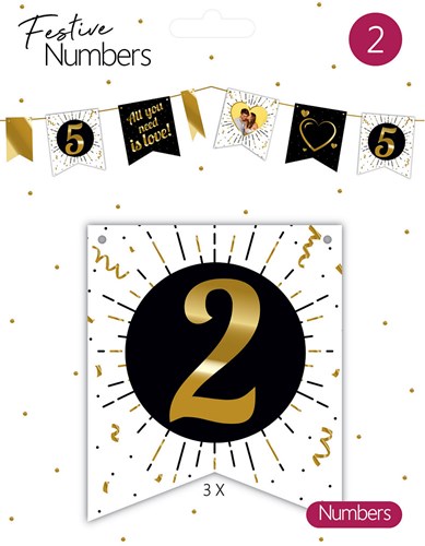 Accessoire fanion décoration de fête carton blanc 3 pièces numéro 2